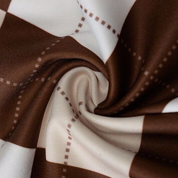 Womens Matching Set Outfit Tank Skirt Mini Size XS Brown Ivory Diamond Stretch - Picture 11 of 16